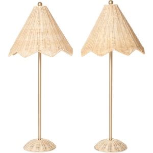 New Lillian August Scallop Rattan Table Lamps 24”